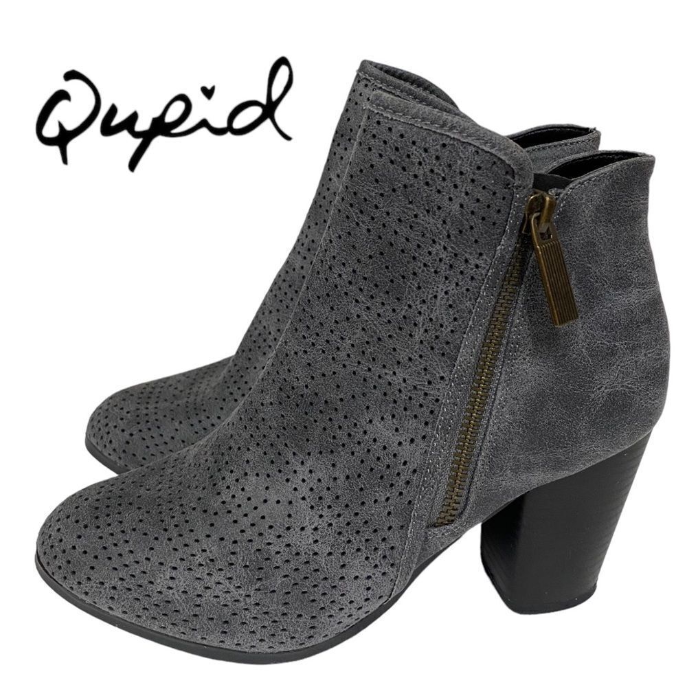NEW in Box QUPID Sske-115 Steel Grey Zipper Women's Ankle Boots Booties 5.5 6 7